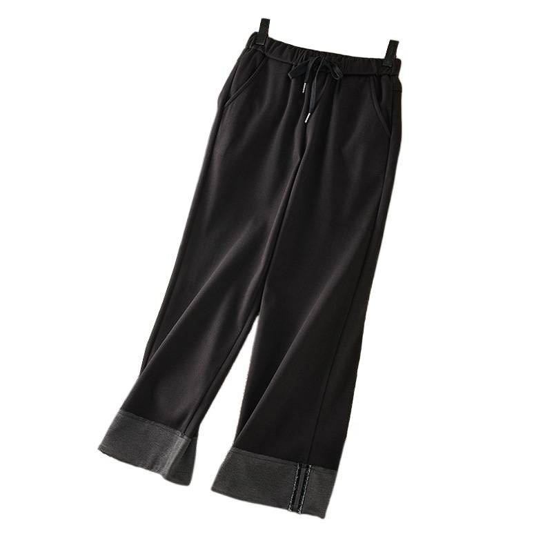 Pantalon d'hiver Buddha Stones épais à taille élastique et coupe droite pour femme avec poches - image 5