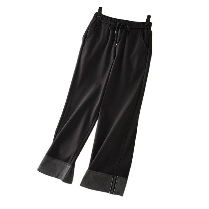 Pantalon d'hiver Buddha Stones épais à taille élastique et coupe droite pour femme avec poches - image 5