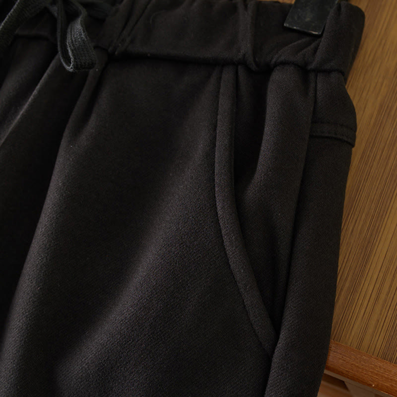 Pantalon d'hiver Buddha Stones épais à taille élastique et coupe droite pour femme avec poches - image 3