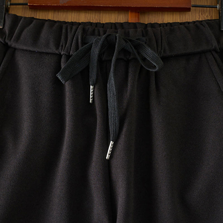 Pantalon d'hiver Buddha Stones épais à taille élastique et coupe droite pour femme avec poches - image 1