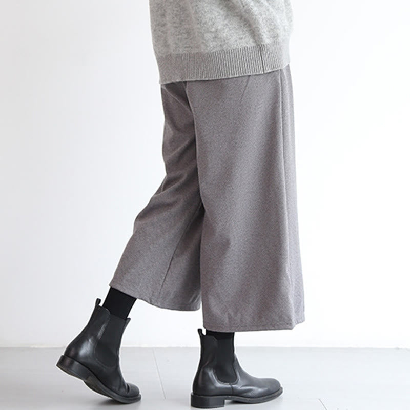 Pantalon large uni à taille élastique Buddha Stones pour femme, longueur 7-8, avec poches - image 3