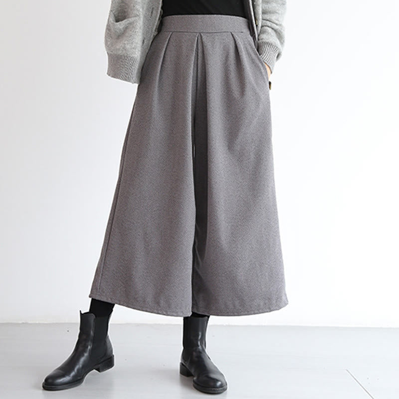 Pantalon large uni à taille élastique Buddha Stones pour femme, longueur 7-8, avec poches - image 4