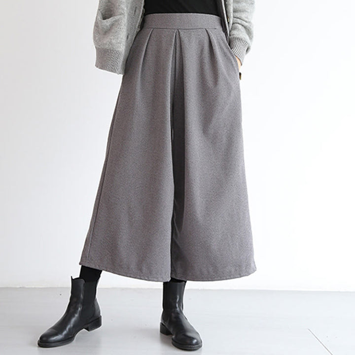 Pantalon large uni à taille élastique Buddha Stones pour femme, longueur 7-8, avec poches - image 4