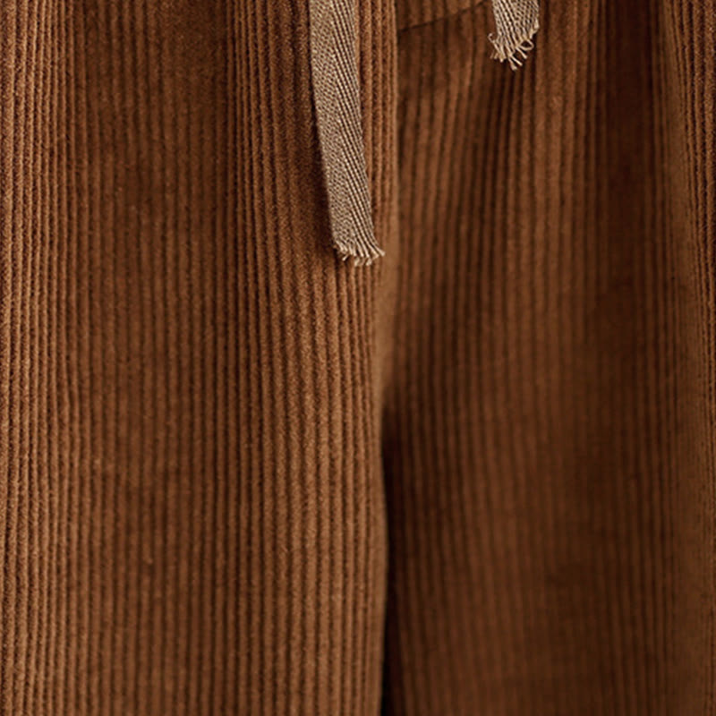 Pantalon en velours côtelé à cordon de serrage contrasté pour femme Buddha Stones avec poches - image 6