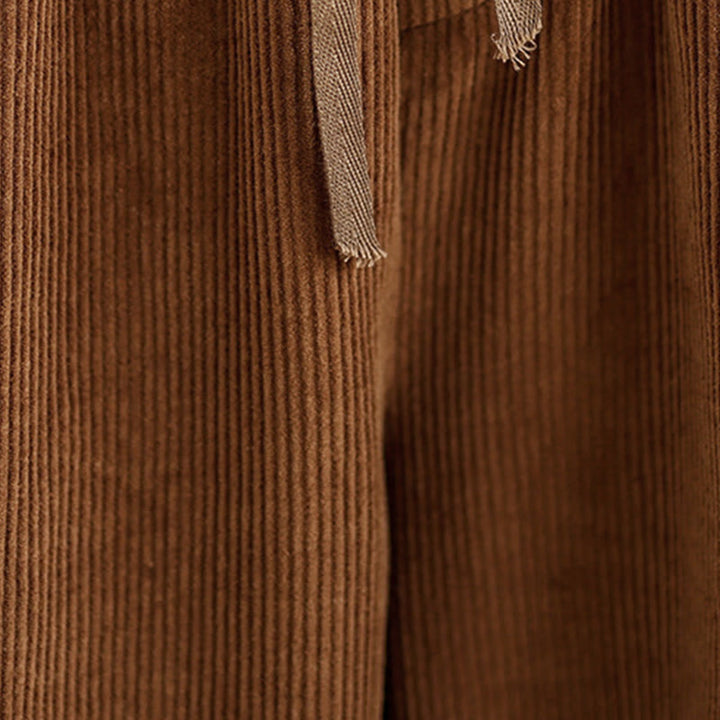 Pantalon en velours côtelé à cordon de serrage contrasté pour femme Buddha Stones avec poches - image 6