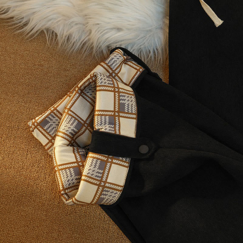 Pantalon large en velours côtelé de coton patchwork pour femme Buddha Stones, doublé polaire, avec poches - image 22