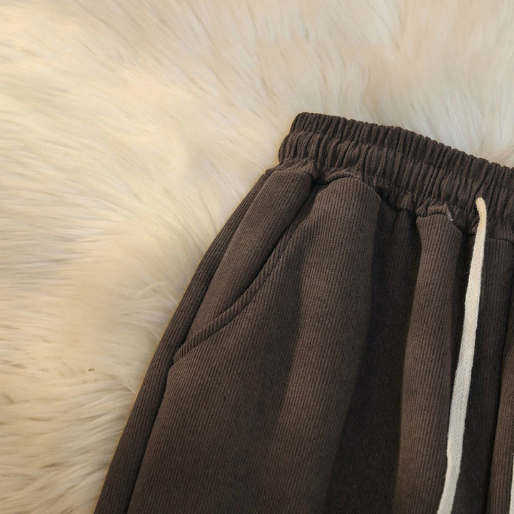 Pantalon large en velours côtelé de coton patchwork pour femme Buddha Stones, doublé polaire, avec poches - image 4