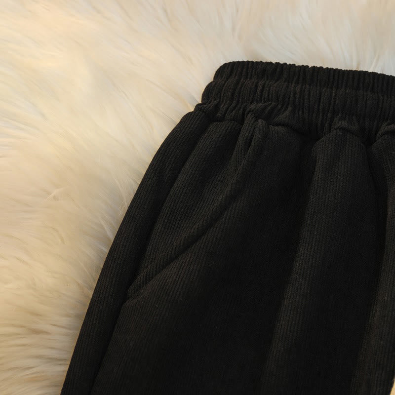 Pantalon large en velours côtelé de coton patchwork pour femme Buddha Stones, doublé polaire, avec poches - image 19