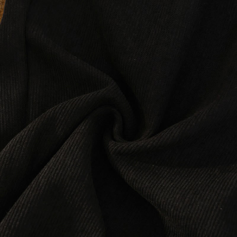 Pantalon large en velours côtelé de coton patchwork pour femme Buddha Stones, doublé polaire, avec poches - image 20