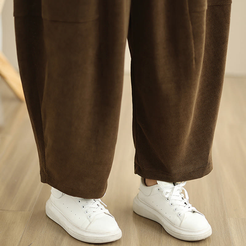 Pantalon sarouel en velours côtelé uni à poches pour femme Buddha Stones - image 13