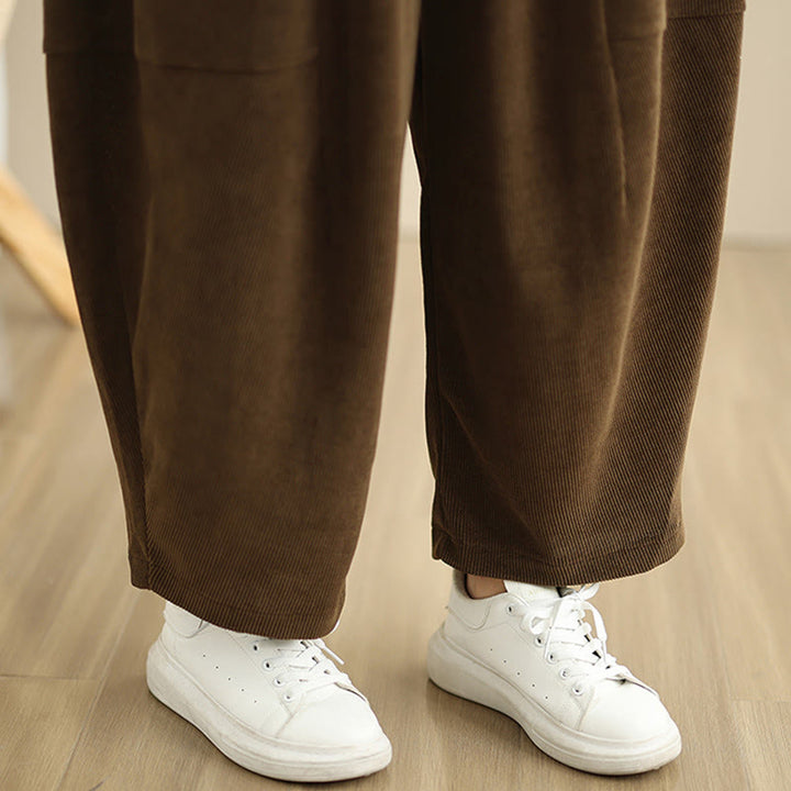 Pantalon sarouel en velours côtelé uni à poches pour femme Buddha Stones - image 13