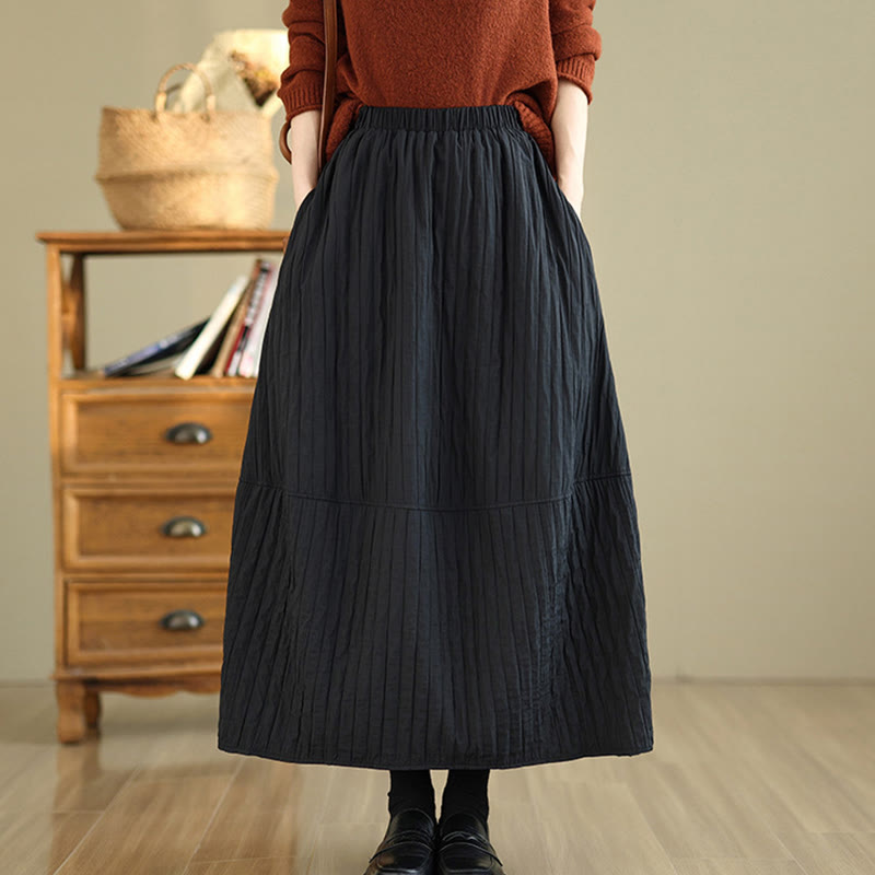 Jupe thermique à plis unis et taille élastique pour femme avec poches et motif Buddha Stones - Noir - US8-10，UK/AU12-14，EU40-42 (2XL) - image 4