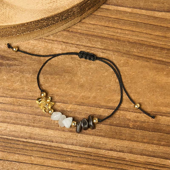 Bracelet de cartes de réussite en corde avec Buddha Stones, citrine, aventurine verte et pyrite - image 3