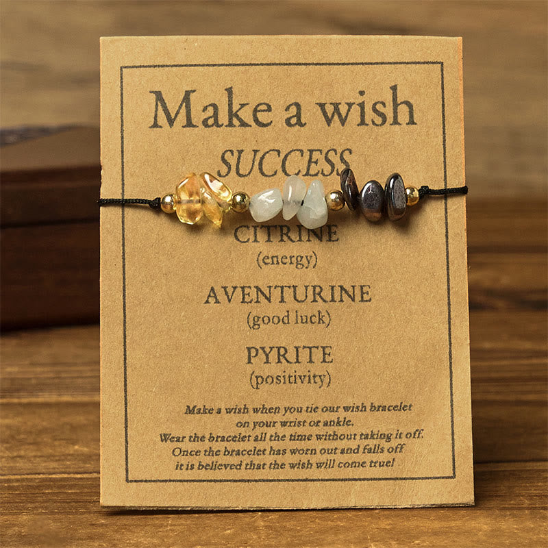 Bracelet de cartes de réussite en corde avec Buddha Stones, citrine, aventurine verte et pyrite - image 1