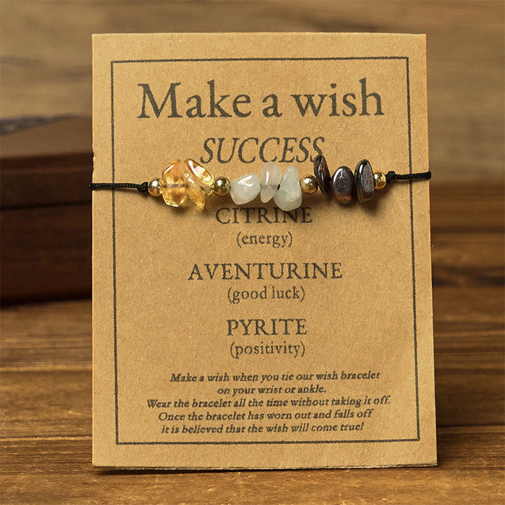 Bracelet de cartes de réussite en corde avec Buddha Stones, citrine, aventurine verte et pyrite - image 1