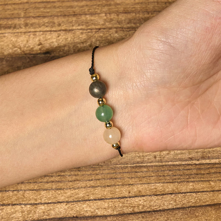 Bracelet de cartes de réussite en corde avec Buddha Stones, citrine, aventurine verte et pyrite - image 15