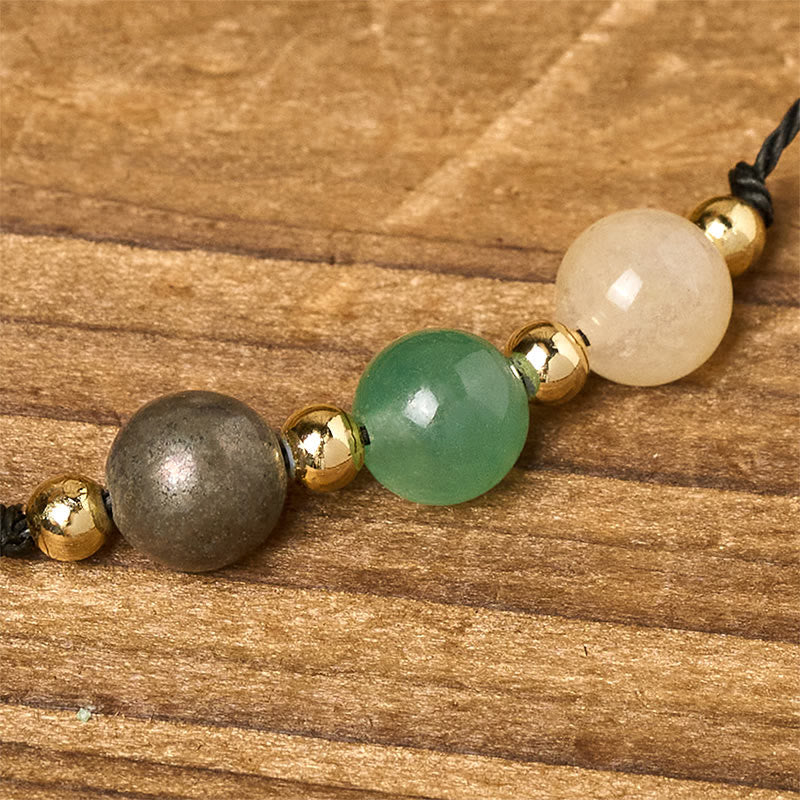 Bracelet de cartes de réussite en corde avec Buddha Stones, citrine, aventurine verte et pyrite - image 14