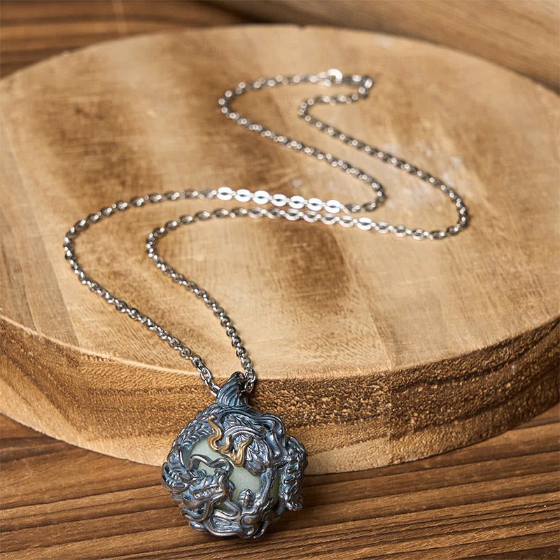 Buddha Stones Collier pendentif dragon en cuivre avec perles de force - image 4