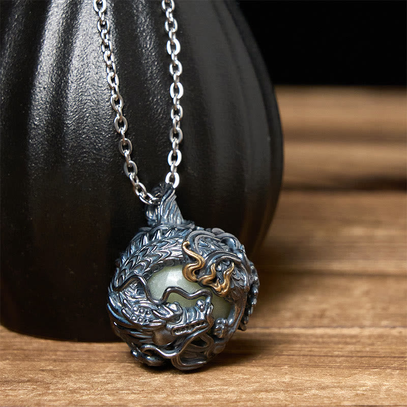 Buddha Stones Collier pendentif dragon en cuivre avec perles de force - image 1