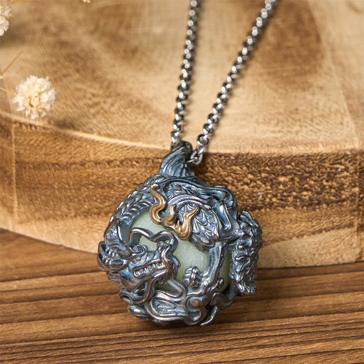 Buddha Stones Collier pendentif dragon en cuivre avec perles de force - image 2