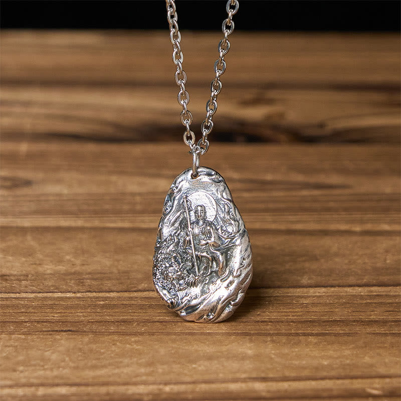 Buddha Stones Collier pendentif en cuivre Kṣitigarbha Dizang Bodhisattva Compassion - image 1