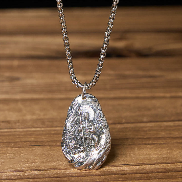 Buddha Stones Collier pendentif en cuivre Kṣitigarbha Dizang Bodhisattva Compassion - Bouddha et chaîne torsadée - image 7