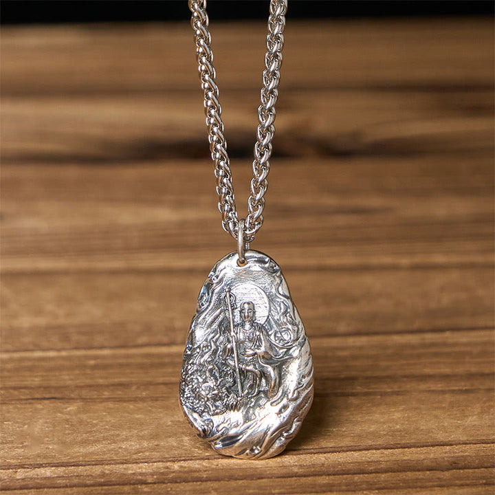 Buddha Stones Collier pendentif en cuivre Kṣitigarbha Dizang Bodhisattva Compassion - Chaîne de Bouddha et de quille - image 9