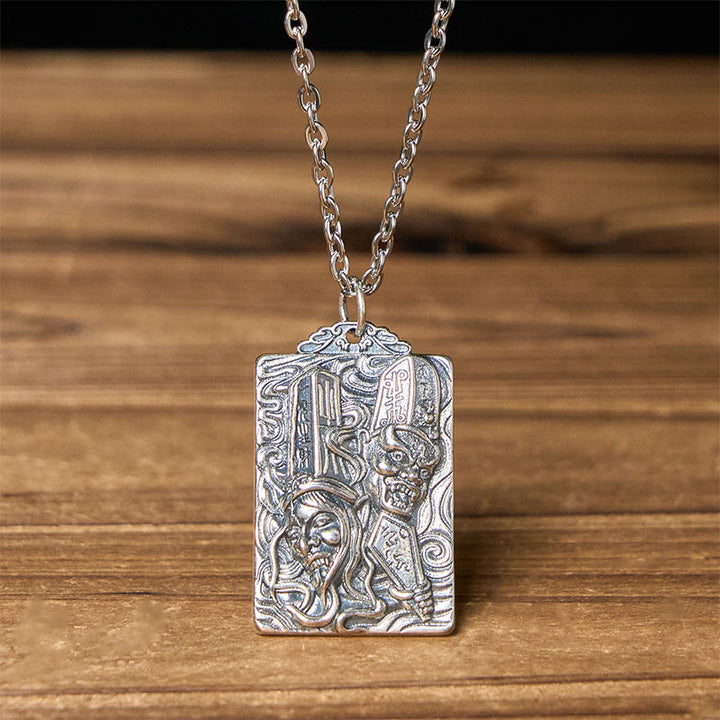 Buddha Stones Collier pendentif équilibre motif impermanence cuivre noir et blanc - Impermanence Noir et Blanc et Chaîne Croisée - image 0