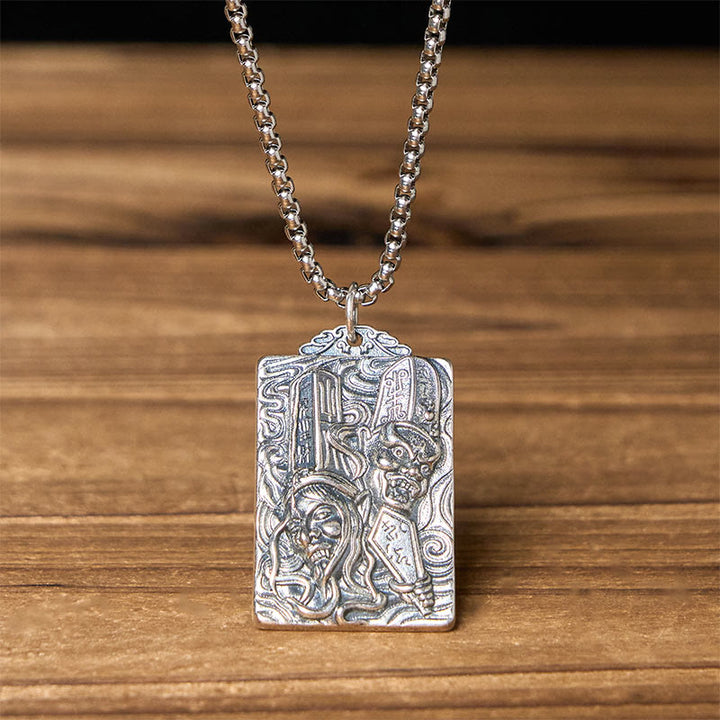 Buddha Stones Collier pendentif équilibre motif impermanence cuivre noir et blanc - Chaîne noire et blanche Impermanence & Twist - image 6