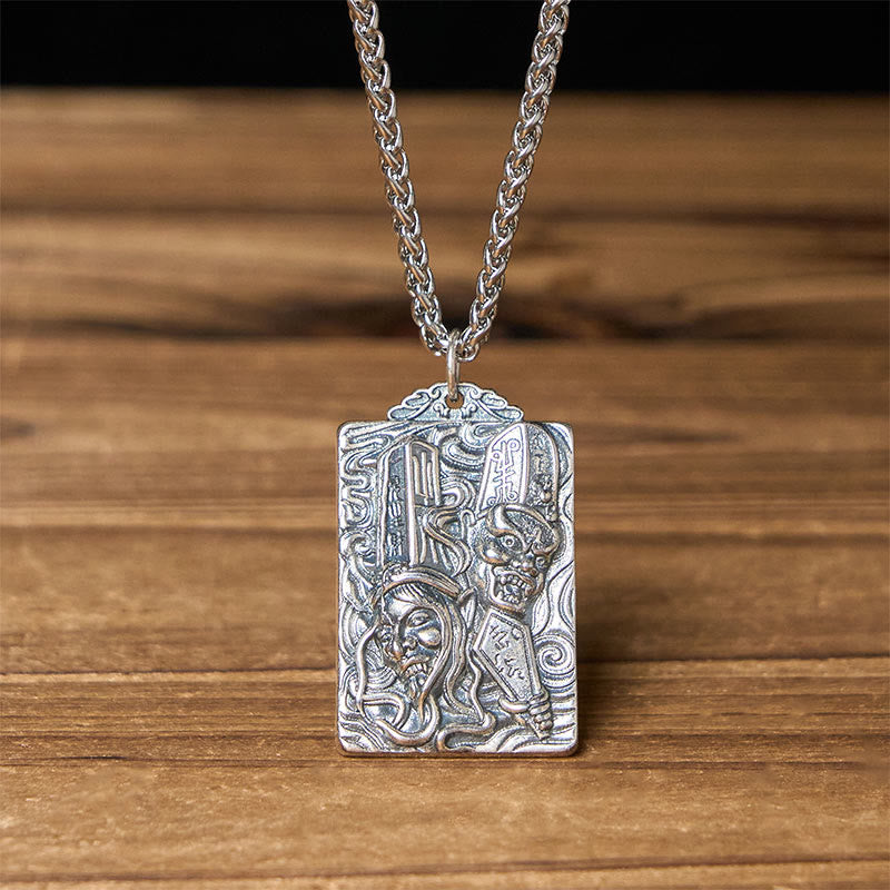 Buddha Stones Collier pendentif équilibre motif impermanence cuivre noir et blanc - Impermanence en noir et blanc et chaîne de quille - image 8