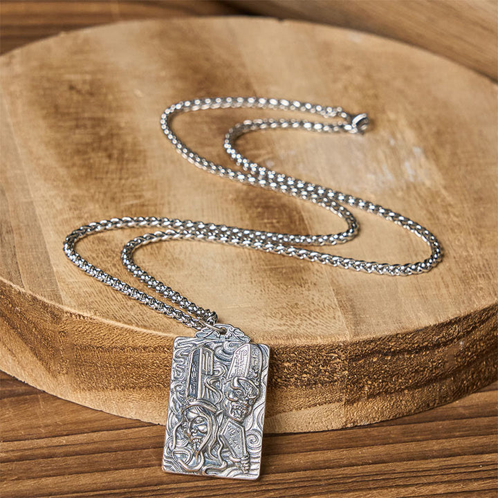 Buddha Stones Collier pendentif équilibre motif impermanence cuivre noir et blanc - image 9