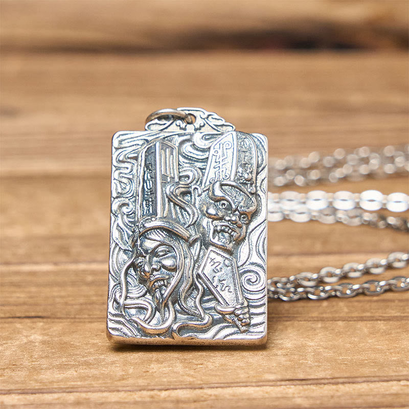 Buddha Stones Collier pendentif équilibre motif impermanence cuivre noir et blanc - image 4