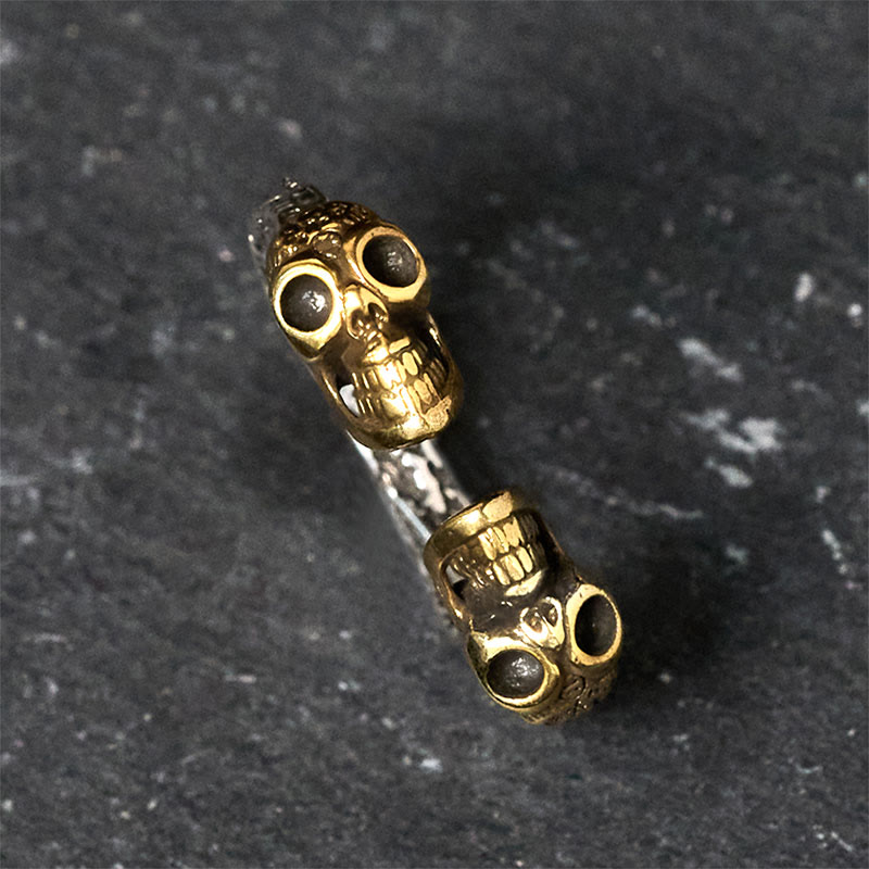 Buddha Stones en cuivre à double tête de mort, symbole du Seigneur de la forêt des cadavres, pour éloigner les mauvais esprits - image 1