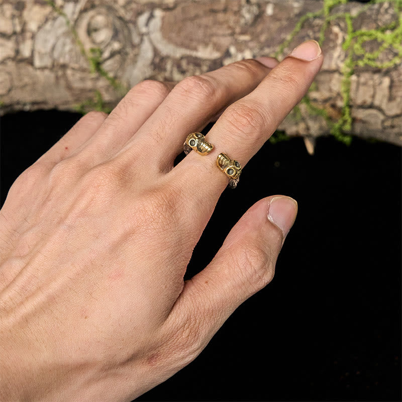 Buddha Stones en cuivre à double tête de mort, symbole du Seigneur de la forêt des cadavres, pour éloigner les mauvais esprits - image 4