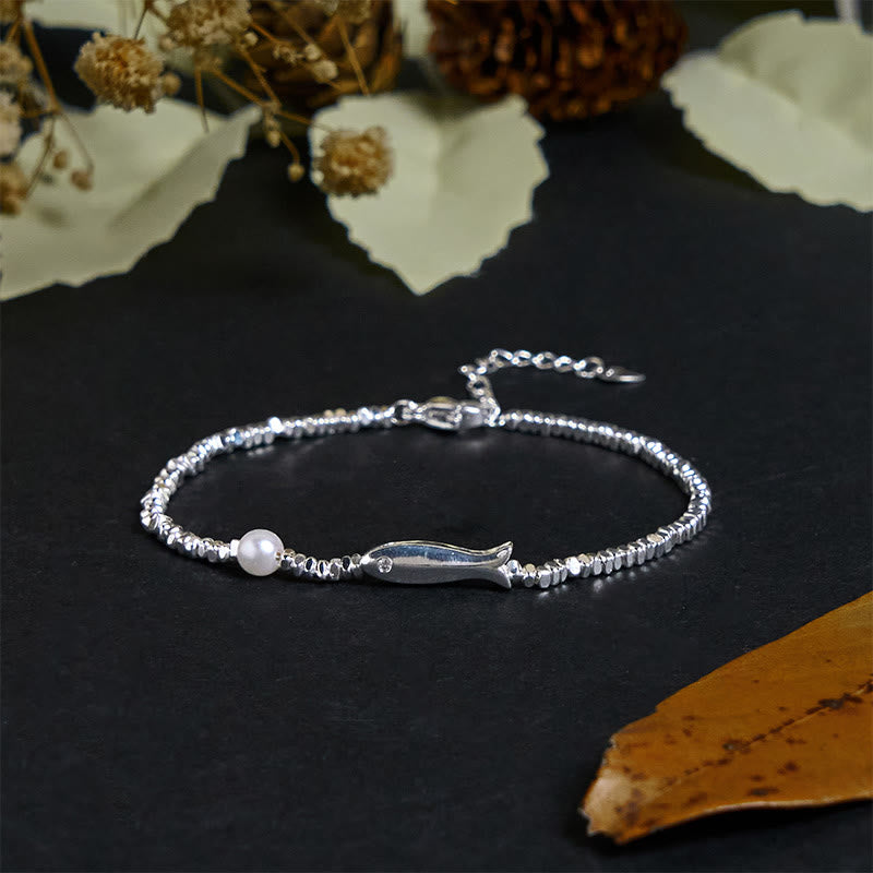 Bracelet porte-bonheur en perles de poisson koï en argent plaqué cuivre et Buddha Stones - image 1