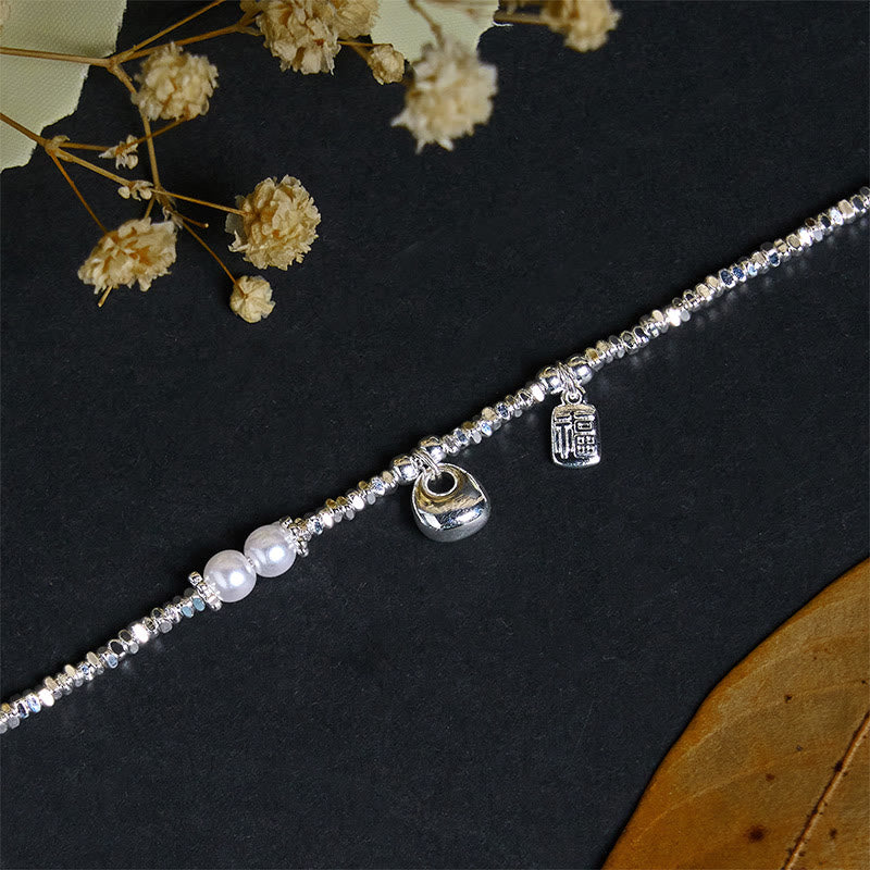 Bracelet de bénédiction en perles avec personnage Fu en argent plaqué cuivre et Buddha Stones - image 3