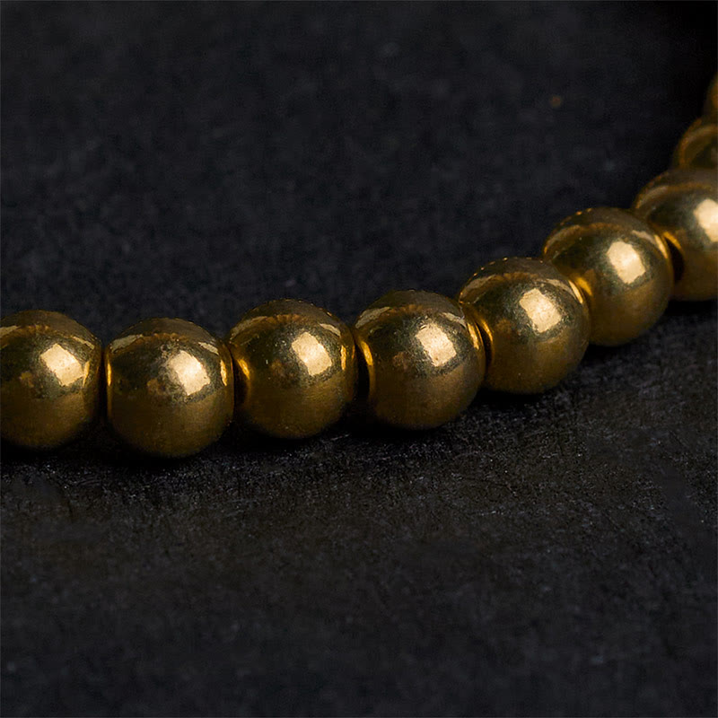 Bracelet de richesse en perles de cuivre pur et laiton tibétain rétro avec Buddha Stones - image 5