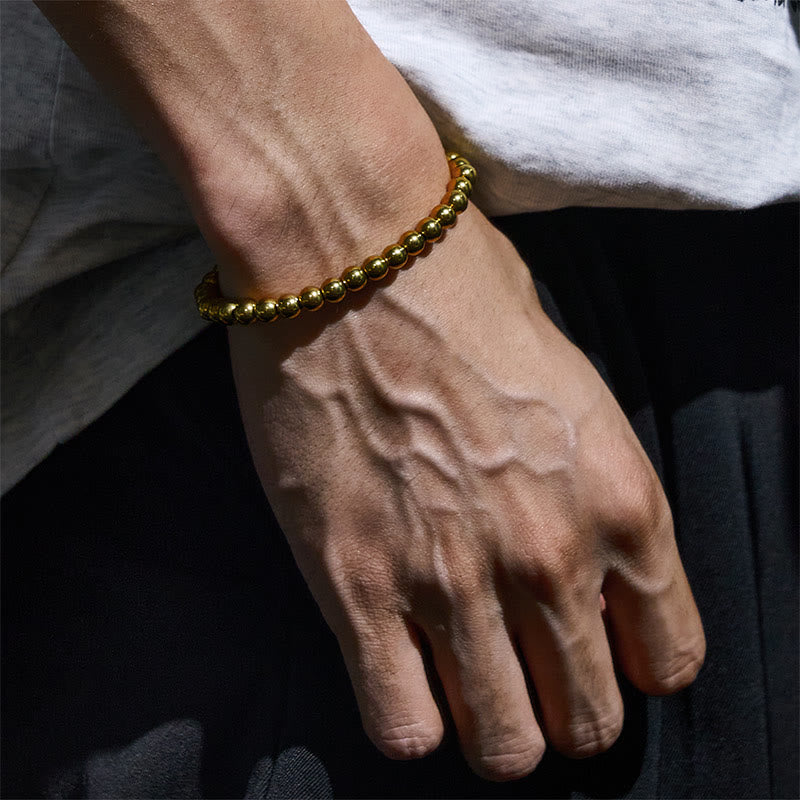 Bracelet de richesse en perles de cuivre pur et laiton tibétain rétro avec Buddha Stones - image 2