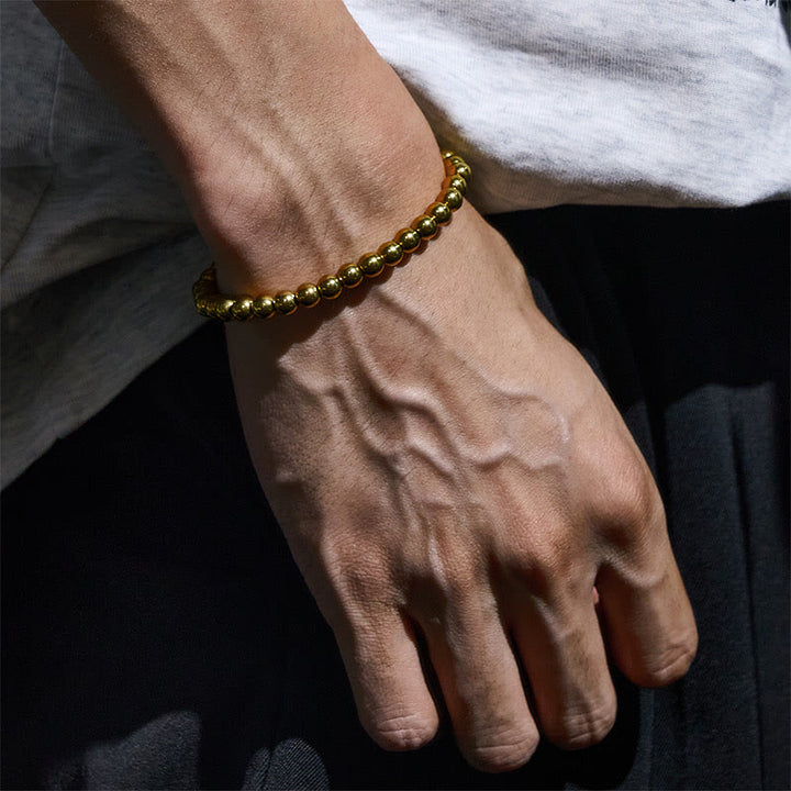 Bracelet de richesse en perles de cuivre pur et laiton tibétain rétro avec Buddha Stones - image 2