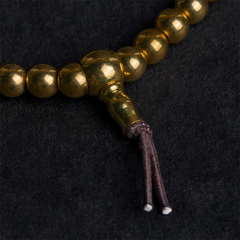 Bracelet de richesse en perles de cuivre pur et laiton tibétain rétro avec Buddha Stones - image 4