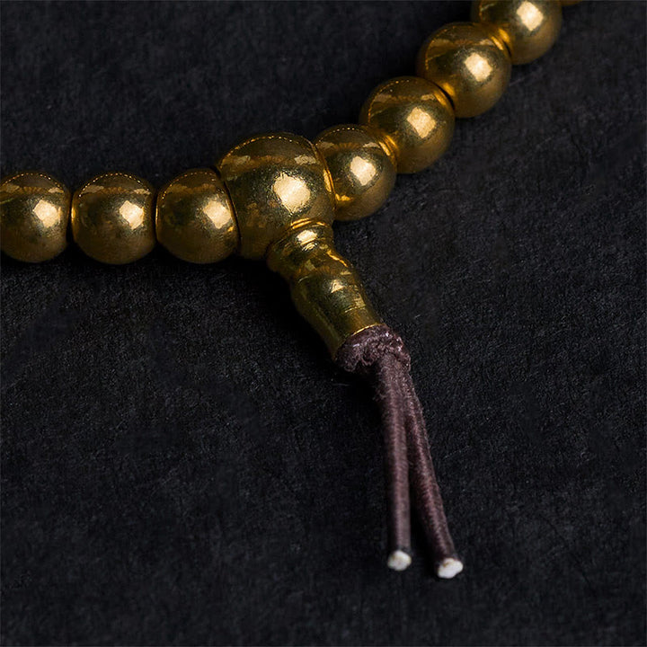 Bracelet de richesse en perles de cuivre pur et laiton tibétain rétro avec Buddha Stones - image 4