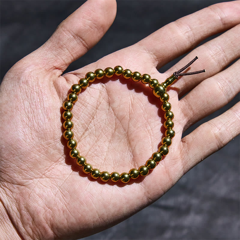 Bracelet de richesse en perles de cuivre pur et laiton tibétain rétro avec Buddha Stones - image 3