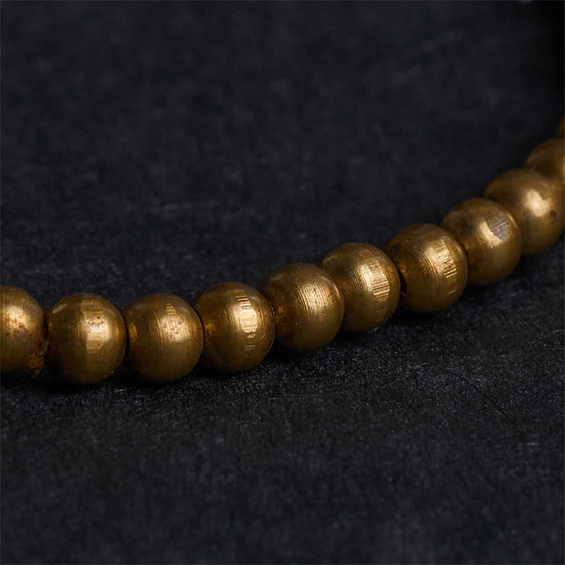Bracelet de protection et de richesse en obsidienne plaqué cuivre et laiton doré avec Buddha Stones - image 4