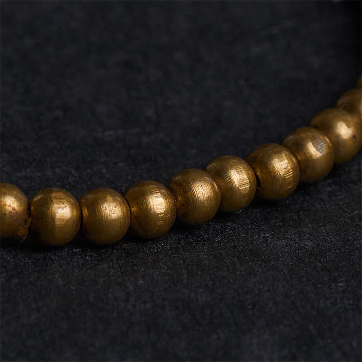 Bracelet de protection et de richesse en obsidienne plaqué cuivre et laiton doré avec Buddha Stones - image 4