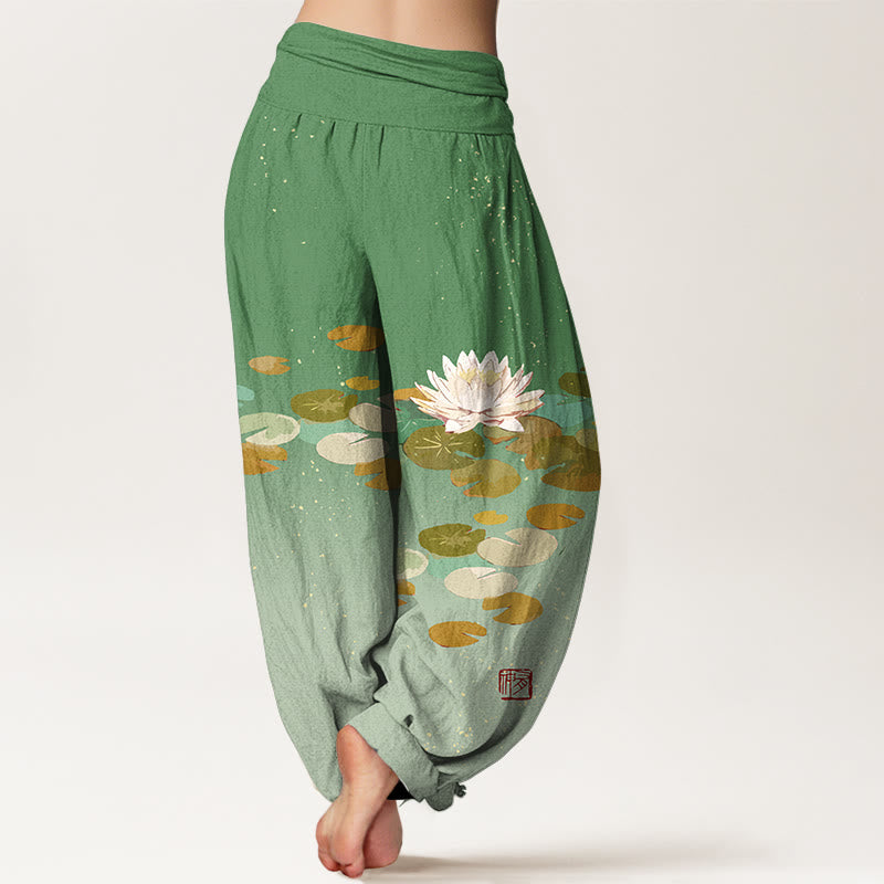 Pantalon sarouel en pur coton pour femme, taille élastique, imprimé Buddha Stones - image 2