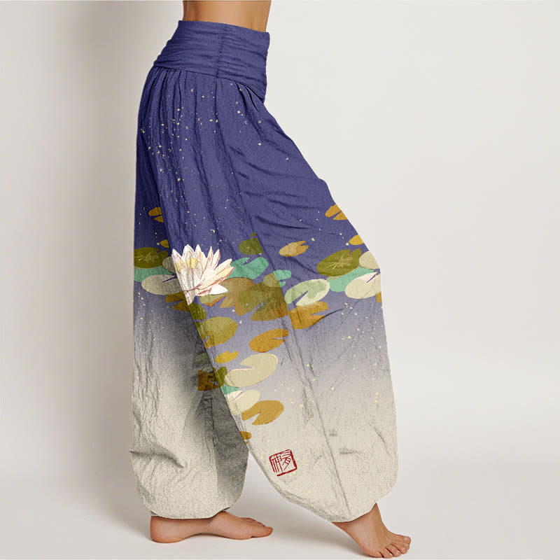 Pantalon sarouel en pur coton pour femme, taille élastique, imprimé Buddha Stones - image 6