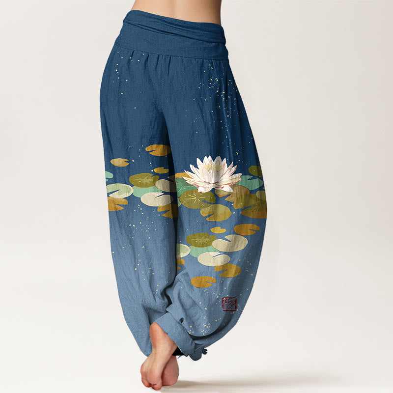 Pantalon sarouel en pur coton pour femme, taille élastique, imprimé Buddha Stones - image 10