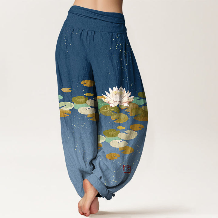 Pantalon sarouel en pur coton pour femme, taille élastique, imprimé Buddha Stones - image 10