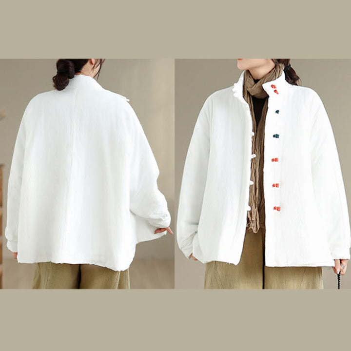 Veste d'hiver en coton épais à manches longues et poches pour femme, style chinois, avec boutons en forme de Buddha Stones - image 18