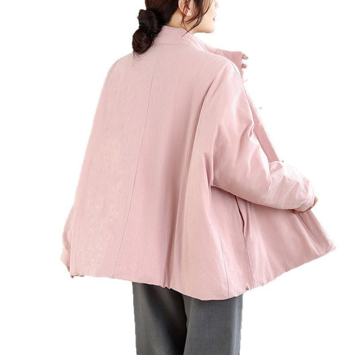 Veste d'hiver en coton épais à manches longues et poches pour femme, style chinois, avec boutons en forme de Buddha Stones - image 8